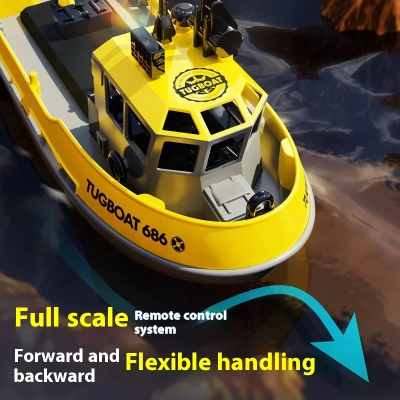 2.4g Remote Control Boat Manual Assembly Simulation Scale Tugboat Toy Gift For Children