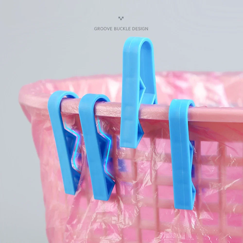 12/2Pcs Garbage Bin Clip Sturdy Plastic Trash Bag Fixed Clip Holder For Kitchen Bathroom Organizer Household Storage Clamp Clip