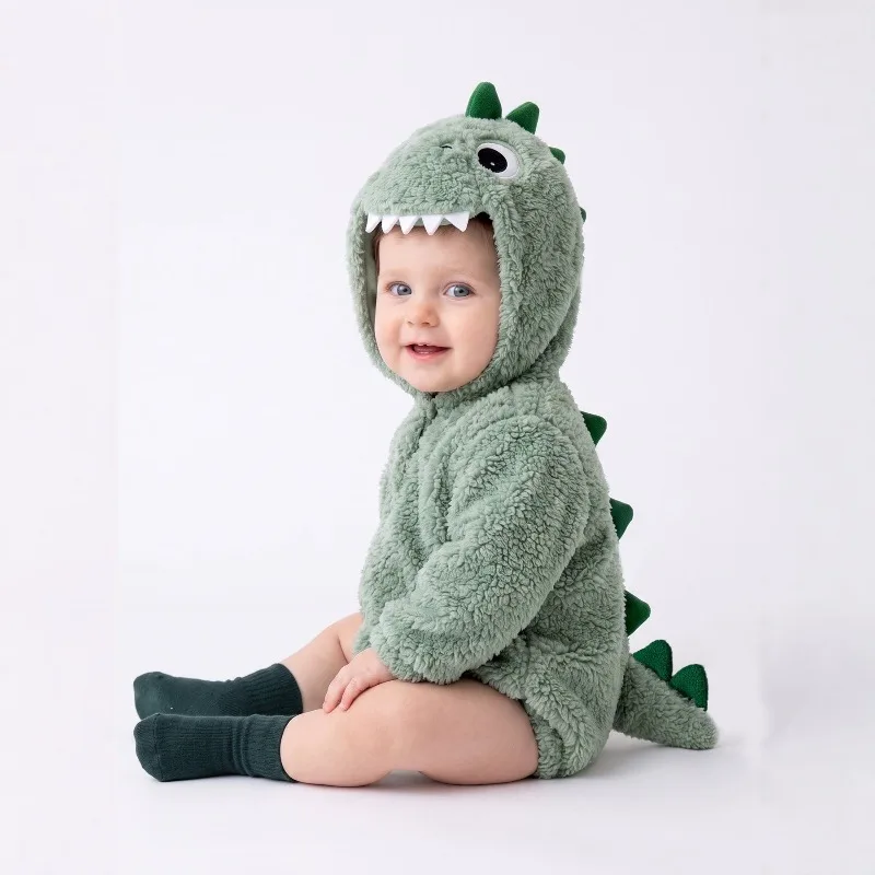 Halloween Baby Clothes Cute Blue Dinosaur Baby Romper Short Hooded Bodysuit Infant Toddler Cosplay Costume Outfit Purple