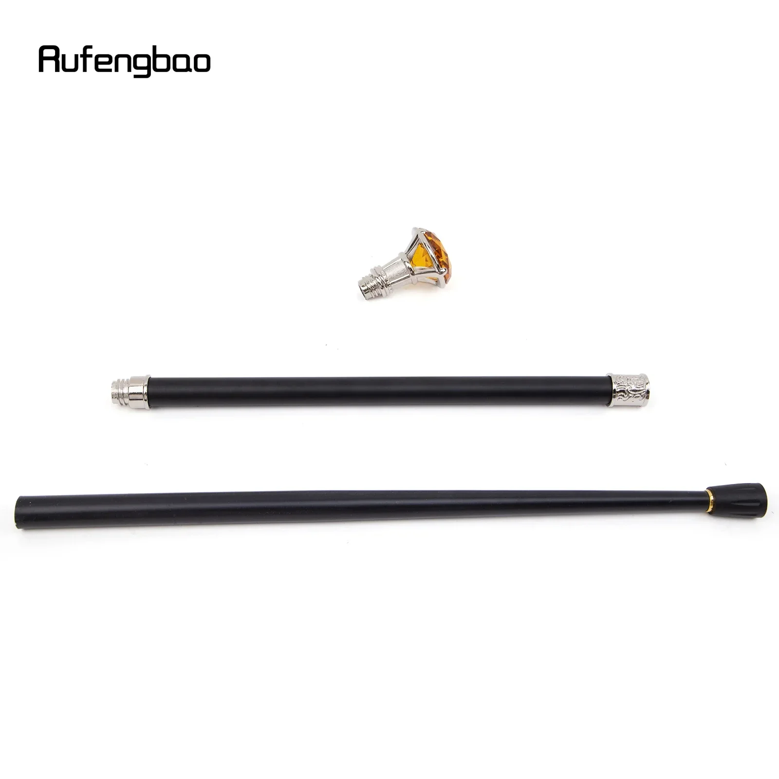 ไม้เท้าทรงเพชรสีส้ม แบบสีขาว ไม้เท้าแฟชั่นตกแต่ง ไม้เท้าสุภาพบุรุษ ไม้เท้าคอสเพลย์สุดหรู ด้ามจับแบบครอสเซอร์ 93 ซม.