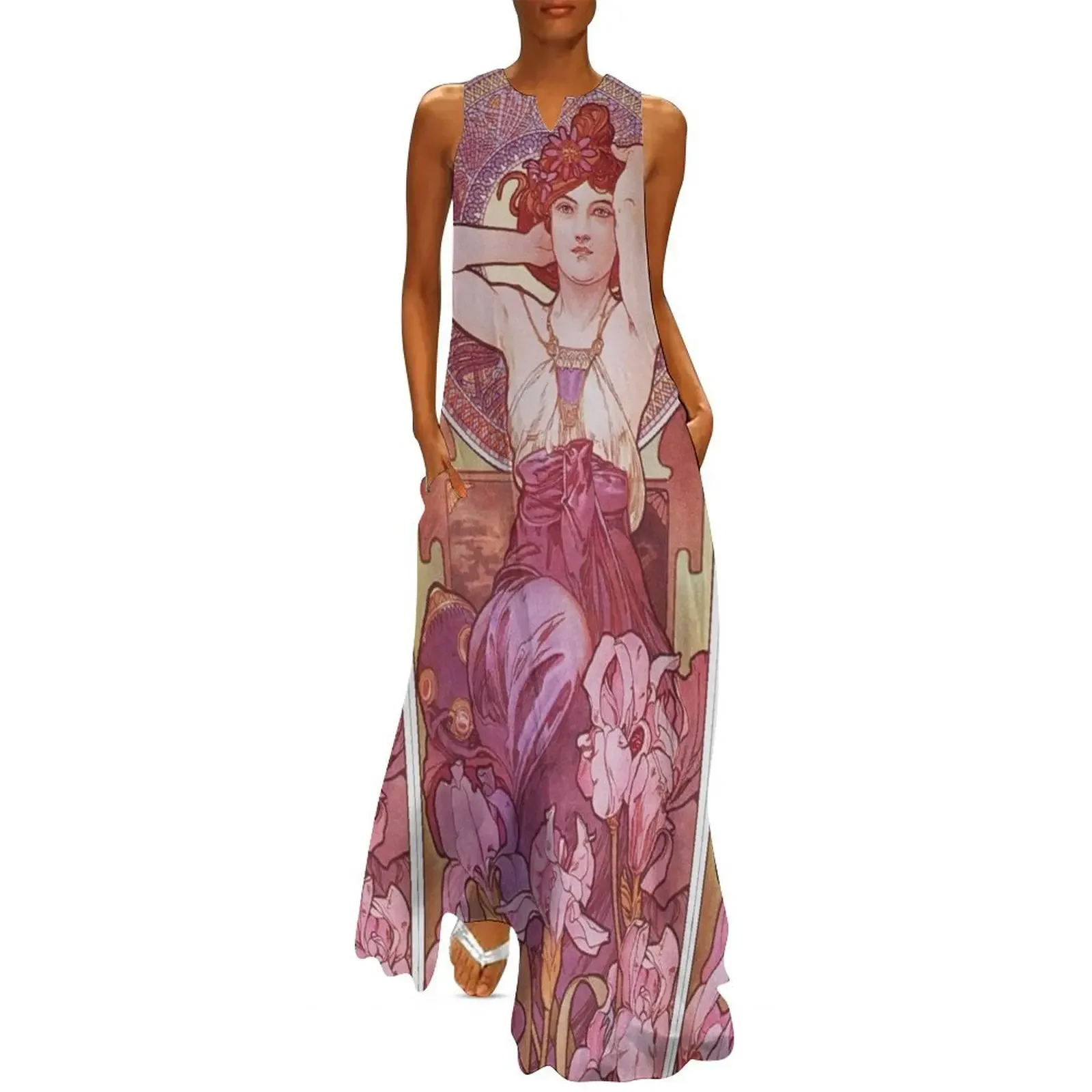 

Alphonse Mucha — Amethyst 2 Long Dress beach dress women's evening dress 2025 women dresses