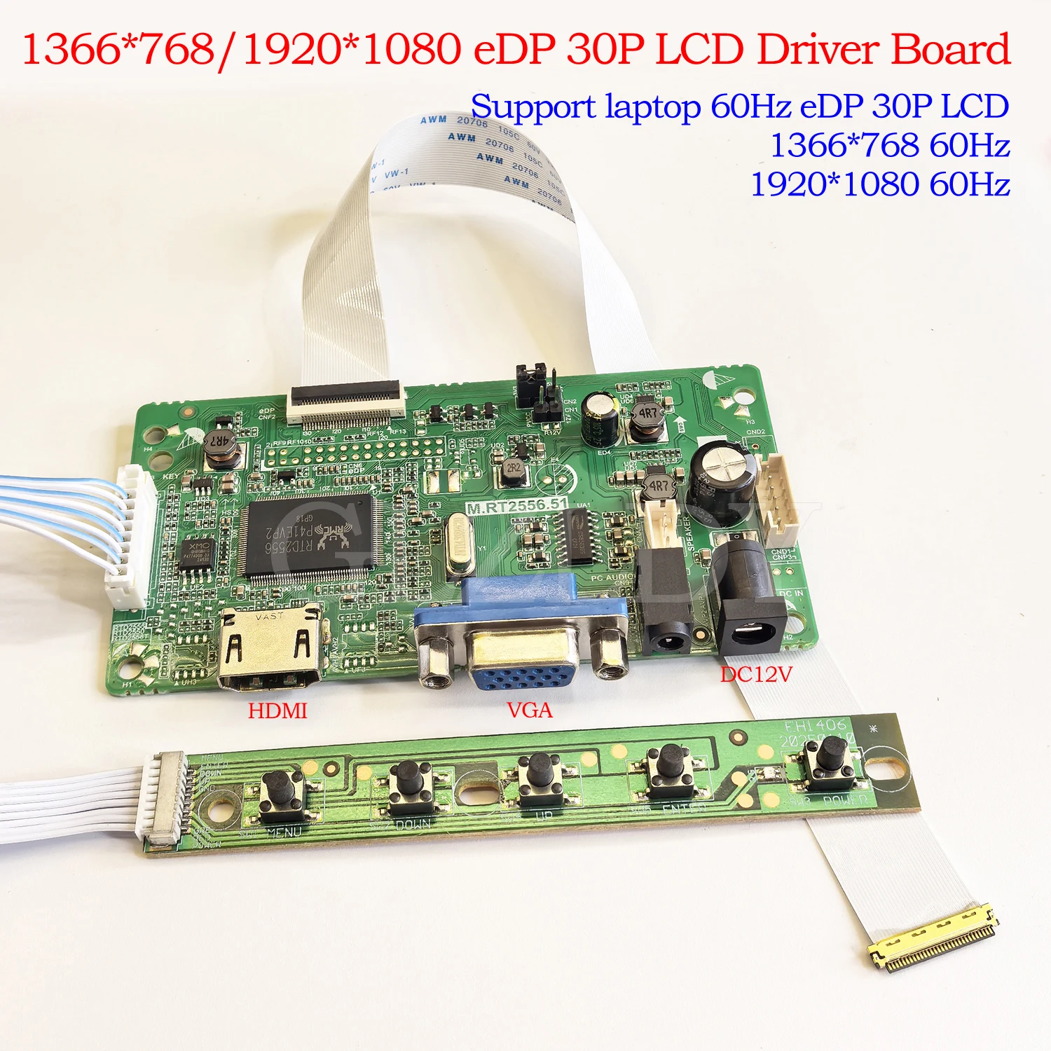 HDMI VGA إلى EDP 30Pin IPS شاشة 60 هرتز LCD لوحة تحكم السائق لمراقبة الكمبيوتر المحمول 1366*768 1920*1080 N140BGE-E33 B140XTN02.1