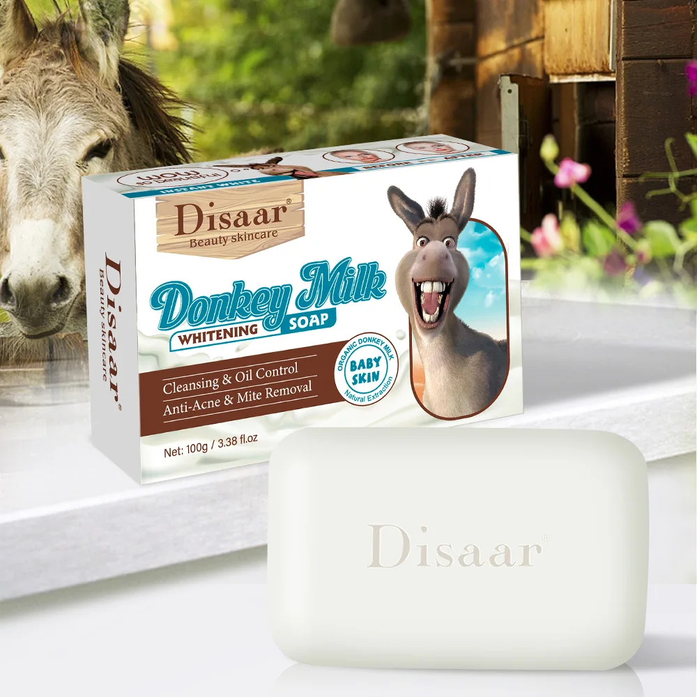 Whitening Donkey Milk Handmade Soap Body Cleanser with Kojic Acid Curcuma Lemon Rice Sandalwood - Skin Care Foaming Bar view 2