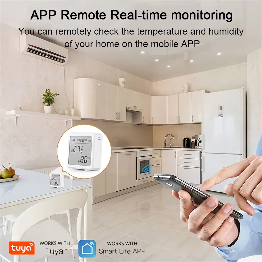 Tuya WiFi Temperature Sensor Smart Humidity Detector With LCD Display Remote Control Indoor Hygrometer Support Alexa Google Home