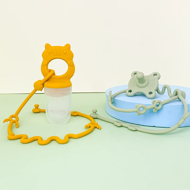 1/5Pcs Baby Silicone Pacifier Chains with Cartoon Animal Shapes - Adjustable Anti-Lost Strap for Strollers & High Chairs