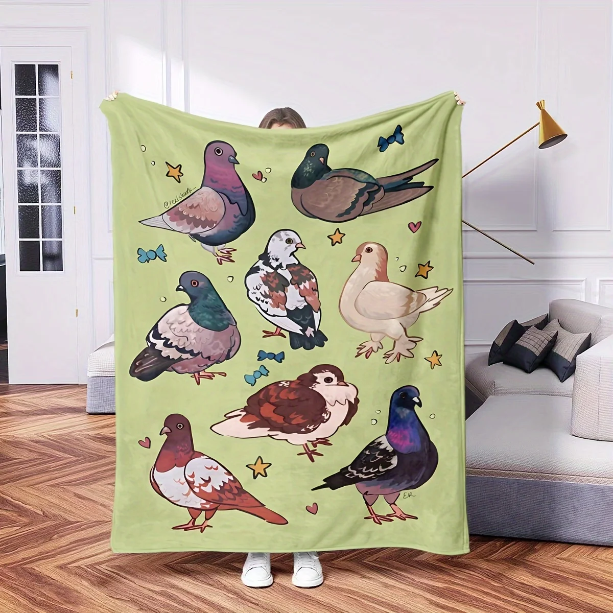 

Уютное одеяло с принтом голубя, легкое мягкое на ощупь, 1 шт., уютное фланелевое флисовое одеяло с принтом голубя, современный стиль