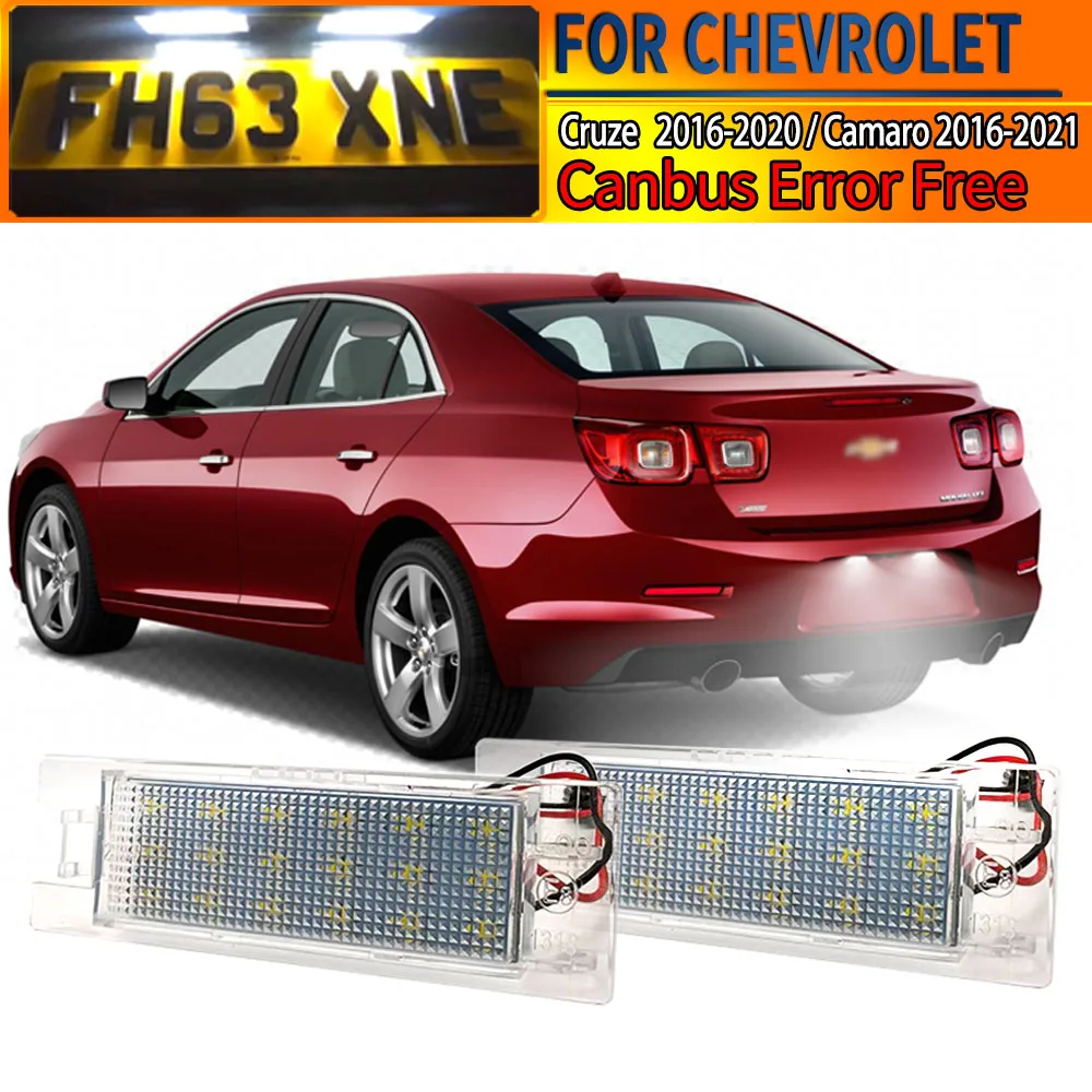2 Luces LED Canbus sin error para matrícula de 12V para Chevrolet Chevy Cruze Camaro 2016-2021 Malibu 2013-2015 Volt 2011 en adelante