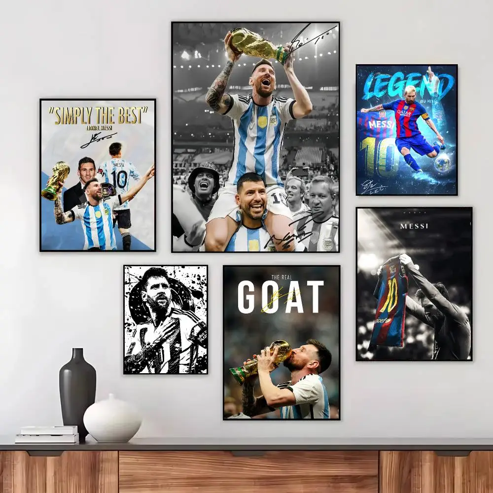 Soccer playerM-Messi Poster Wall Art Printed Decor Sticker Stylish Home Gift for Living Room Bedroom Corridor Cafe