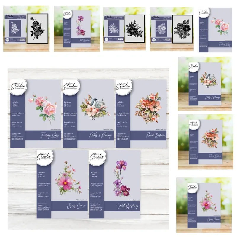 CornerCosmos Feeling Rosy Floral Reverie Violett Metall-Stanzformen, Stempel, Sammelalbum, Tagebuch, Dekoration, Prägevorlage, DIY