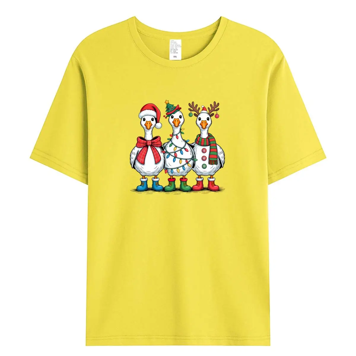 

100% Cotton Women Tees Cartoon Christmas Goose Woman T Shirts Oversized Short Sleeve T-shirt Women's Tops Female Tshirt Clothing