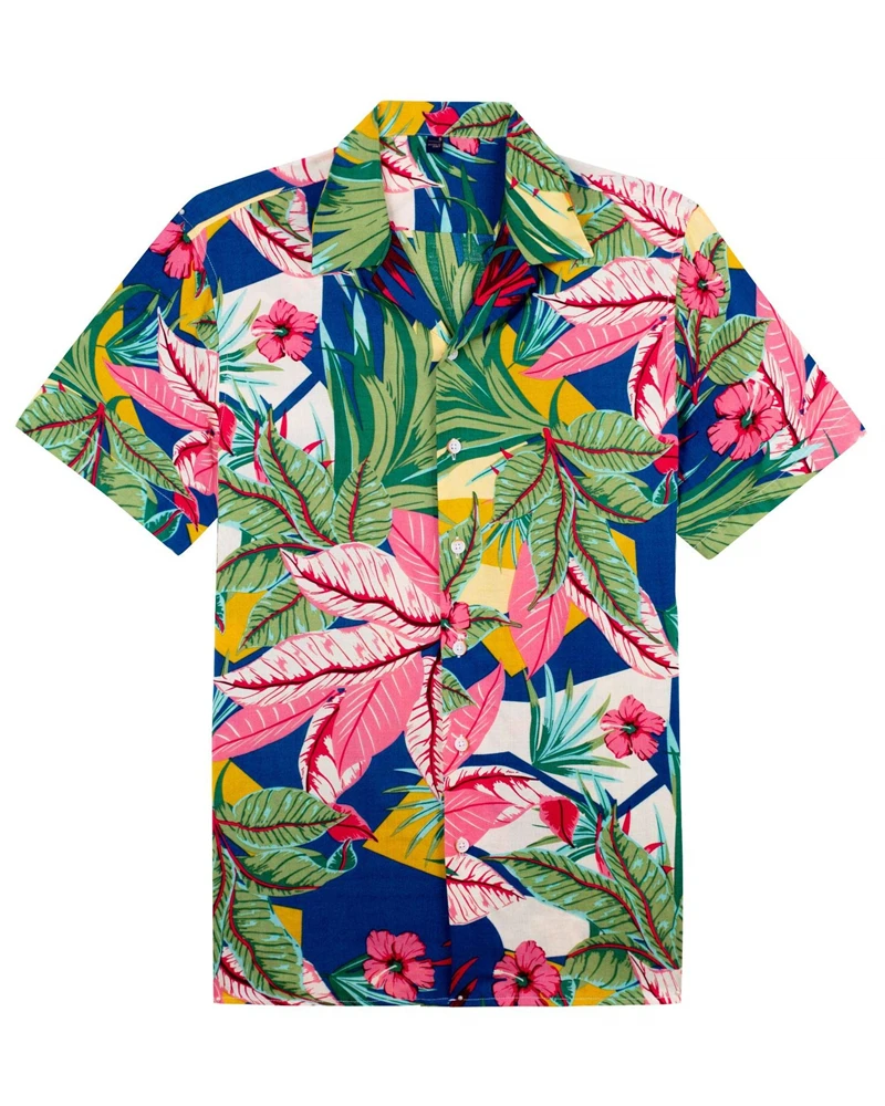 Summer Fashion Mens Hawaiian Shirts Short Sleeve Button Coconut Tree Printed Casual Beach Aloha Shirt Plus Size 6XL Hombre Ropa