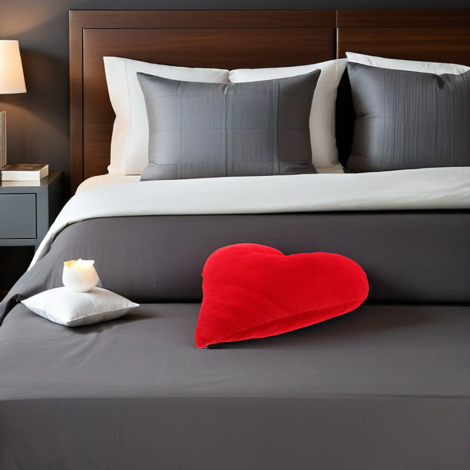 

Heart Shaped Throw Pillow Red Soft Decorative Cushion for Valentine Bedroom Couch Home Decor 15 Inch Love Cushion
