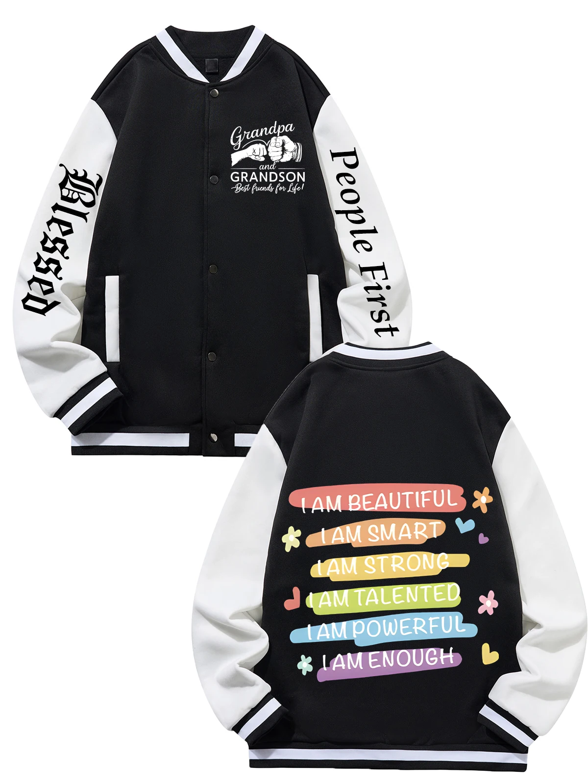 

Черная, синяя, зеленая куртка с двусторонним принтом, свободная бейсбольная куртка унисекс большого размера XS-XXL, уличное пальто, теплая флисовая мягкая куртка