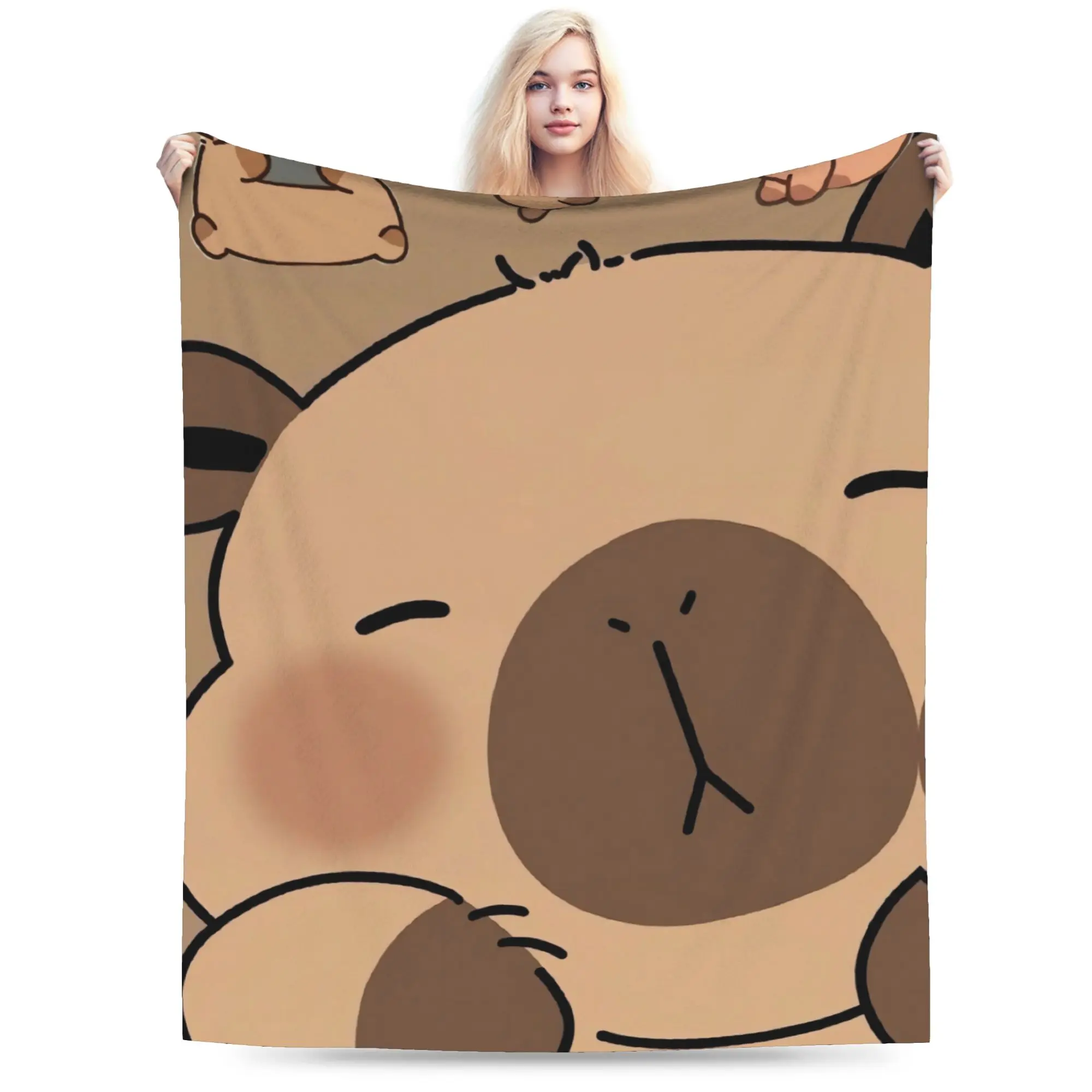 Capybara Super Warm Blanket  Airplane Travel Plush Throw Blanket Fluffy Couch Chair Flannel Bedspread Sofa Bed Cover