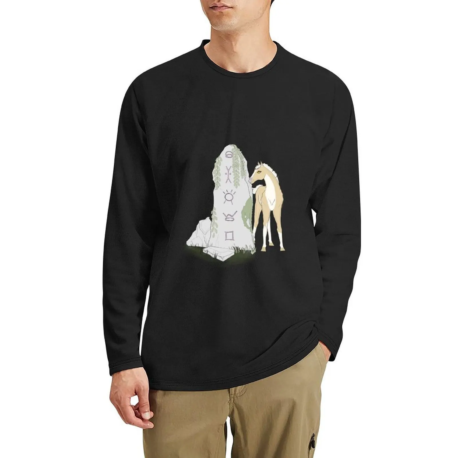 Star Stable Online inspirado potro con una runa piedra Camiseta larga Blusa ropa hippie camisetas divertidas para hombres