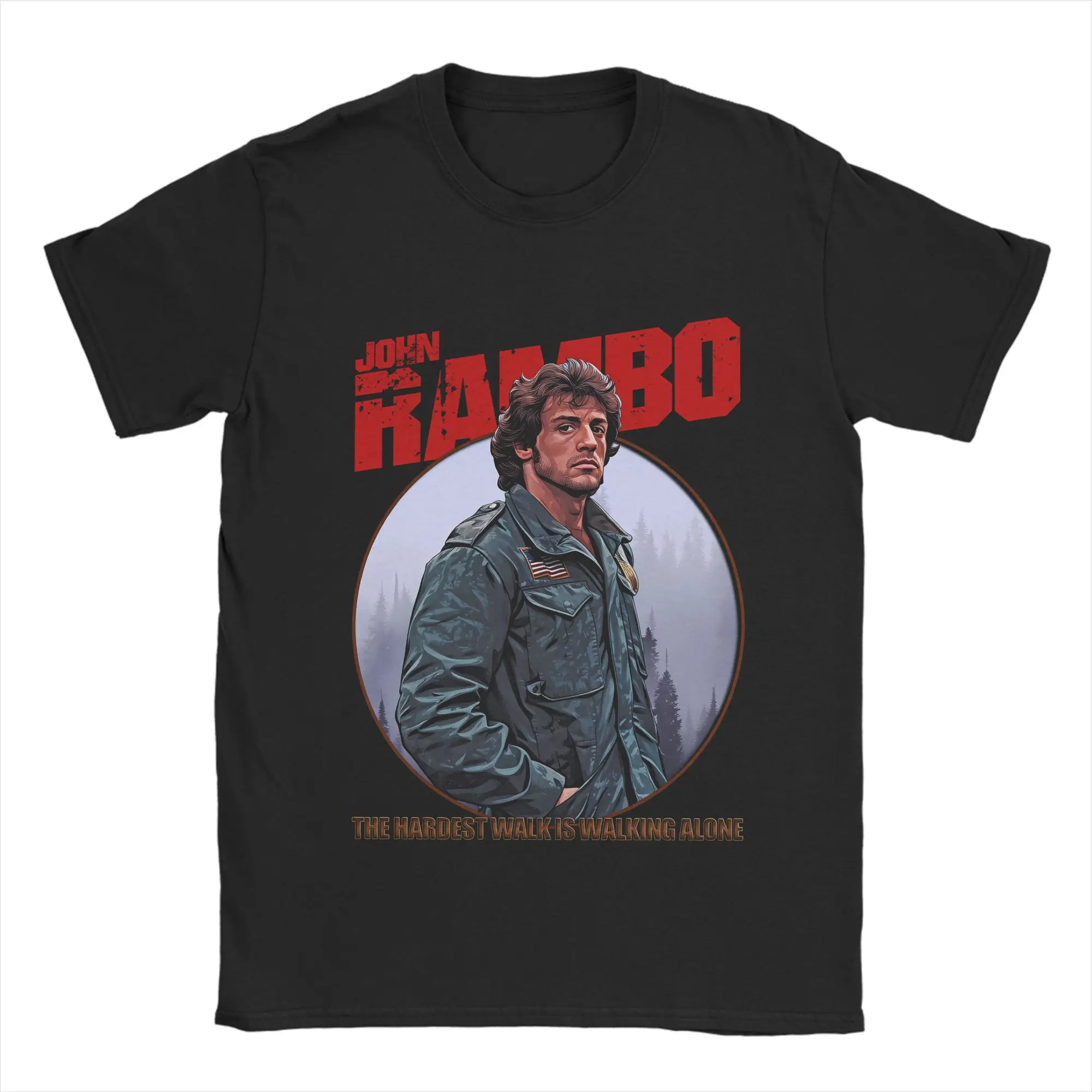 Vintage John Rambos T-Shirt Men O Neck 100% Cotton T Shirts  Short Sleeve Tees Graphic Tops