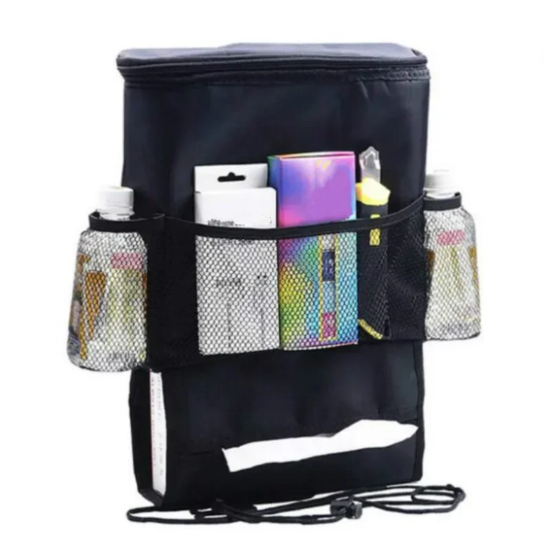 Auto Seat Back Multi-Pocket Ice Pack Bag Hanging Organizer Collector Storage Box Car Interior Accessories Black Stowing Tidying