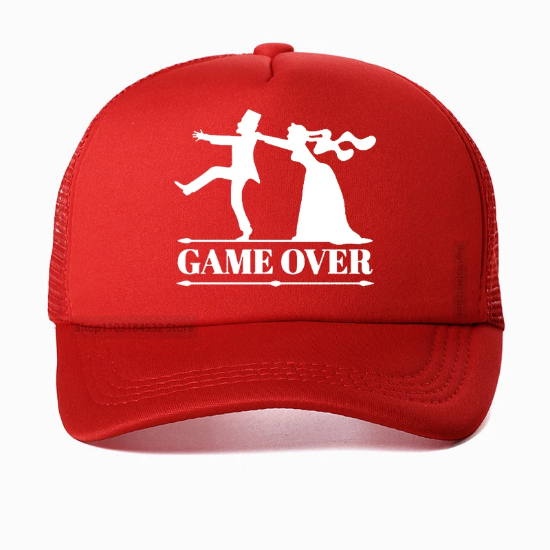 Game Over Bride Groom Bachelor Party baseball cap Casual Funny Men hat summer Breathable Mesh Trucker hats Dad hat Casquette