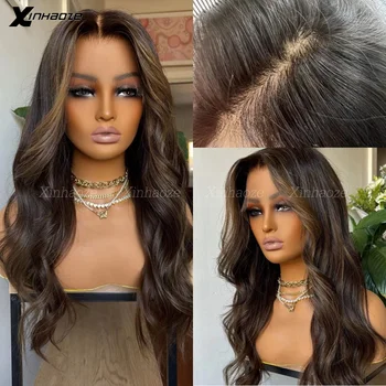 Koronka HD 13x4 13x6 koronkowa peruka na przód podkreślająca ciemną kolorowe koronki koronkowa peruka na przód s z przedpleczem brązowa falowana jedwabna podstawa peruki z ludzkich włosów