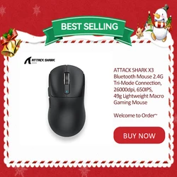 Ratón Bluetooth ATTACK SHARK X3 PixArt PAW3395, conexión triple de 2,4G, 26000dpi, 650IPS, ratón Macro ligero para juegos de 49g