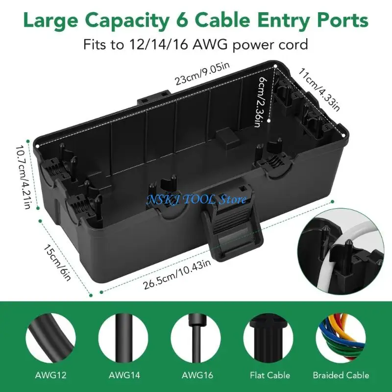 L8RC Industrial 86Style Junction Box 6Entry Port Weatherproof Design for Camping Gear
