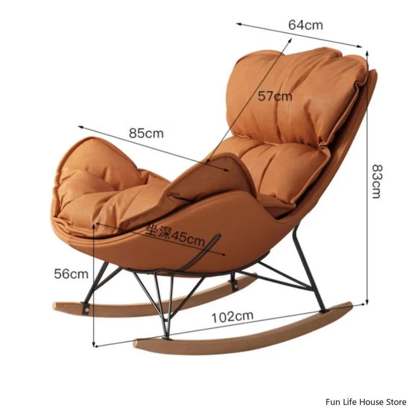 Comfortable Lazy Rocking Chair, Reclining Single Sofa Chair, Adult Living Room Balcony Leisure with Footstool Recliner Furniture