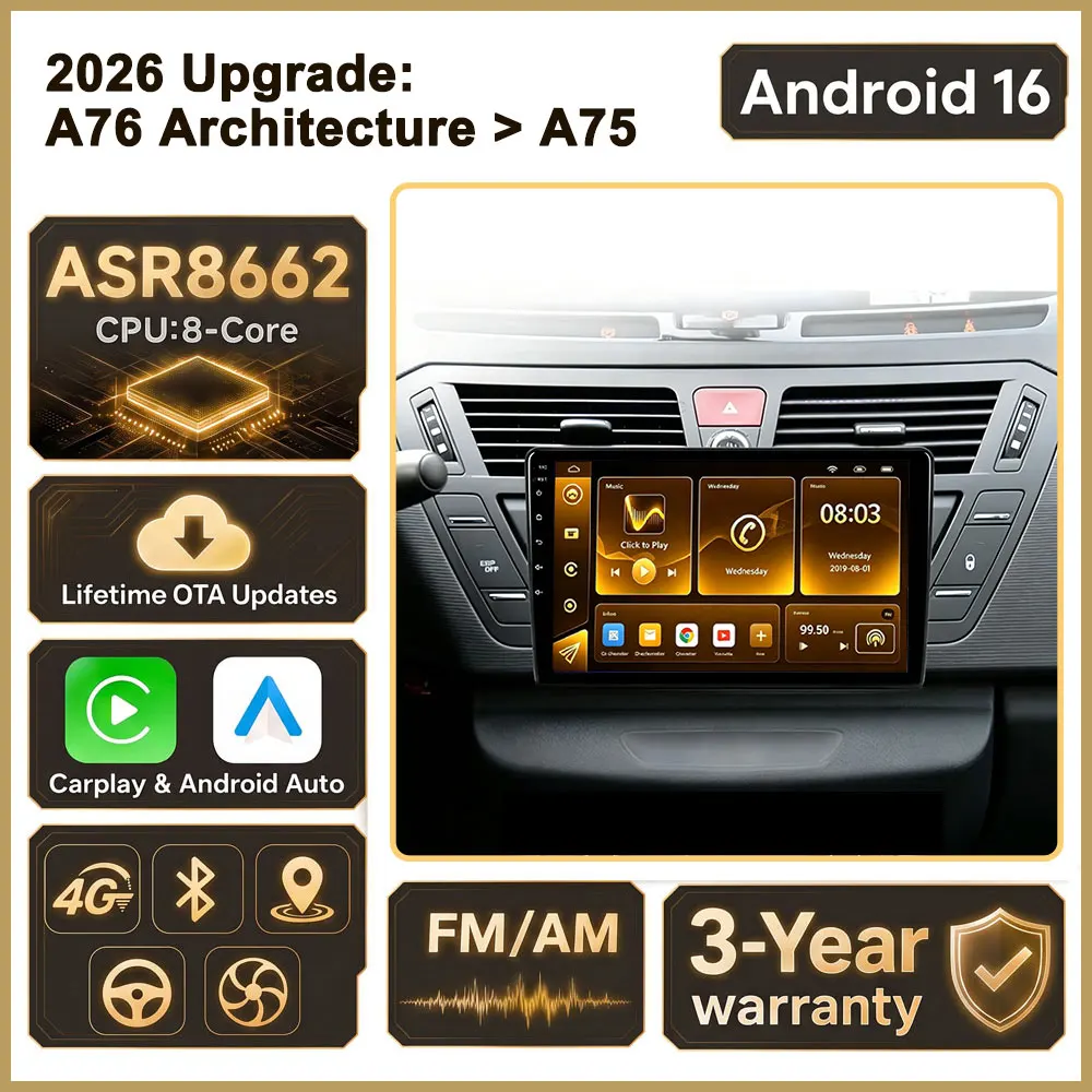 Cortex-A76 Octa-Core Android 16 For Citroen C4 Grand Picasso 2006 2007 2008-2013 Car Radio GPS Multimedia Player Auto Radio Wifi