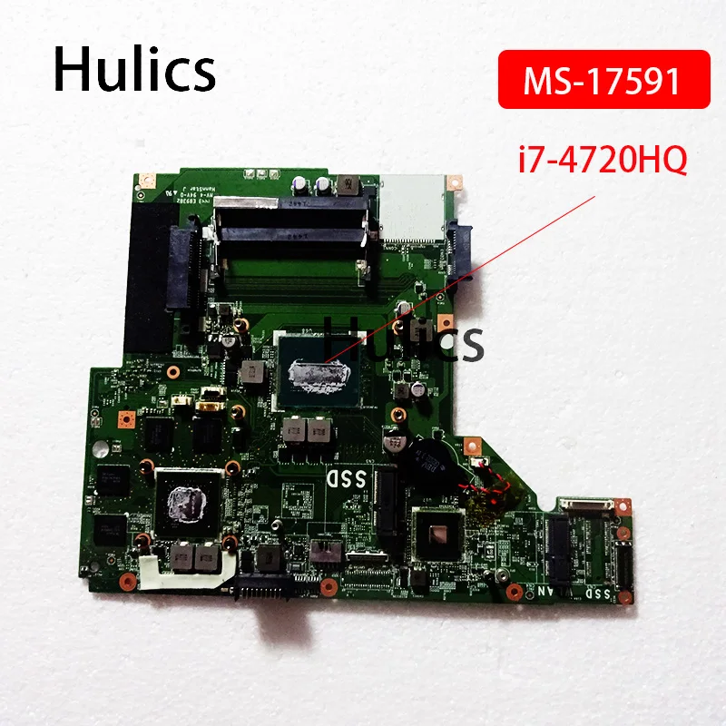 

Hulics Used MS-17591 For MSI GE70 Laptop Motherboard SR1Q8 I7-4720HQ CPU MS-1759 N16P-GT-A2 Mainboard