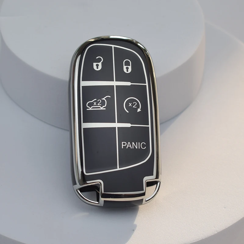 For Jeep Renegade Grand Cherokee For Dodge Ram Charger 1500 Challenger Chrysler 300C Journey 5Buttons TPU Car Key Case Cover