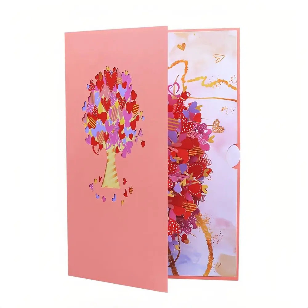 

Pop Up Design Valentines Day Greeting Cards with Envelope Romantic 3D Heart Tree Card Handcrafted Exquisite Moon Wedding Cards