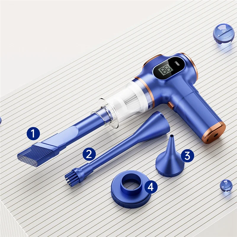 Multi-Founctional Wireless Car Vacuum Cleaner Portable Robot Vacuum Cleaner Handheld Car Household Cleaning Appliance Blue