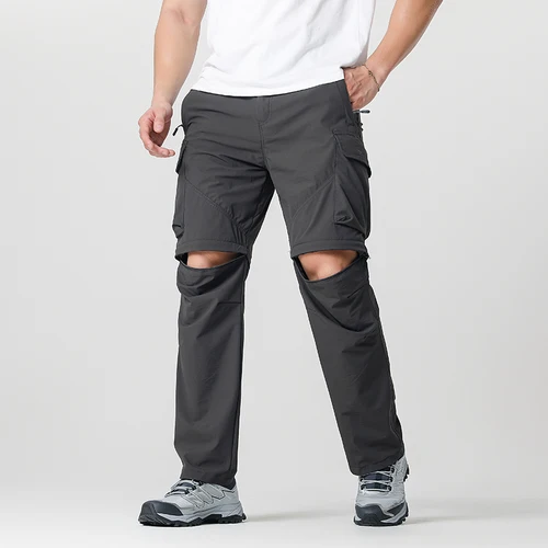 Imagen 1 del producto Pantalones convertibles de senderismo tipo cargo para hombre, impermeables, de secado rápido, livianos, con cremallera extraíble, perfectos para aventuras al aire libre, pesca y camping, equipo de senderismo versátil para todas las estaciones.