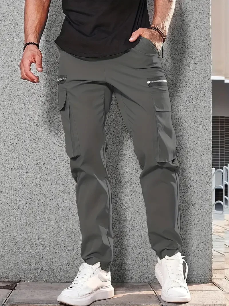 Men trousers Side Pockets Cargo Harem Pants Zipper Black Hip Hop Casual Male Joggers Trousers Fashion Casual Streetwear Pants