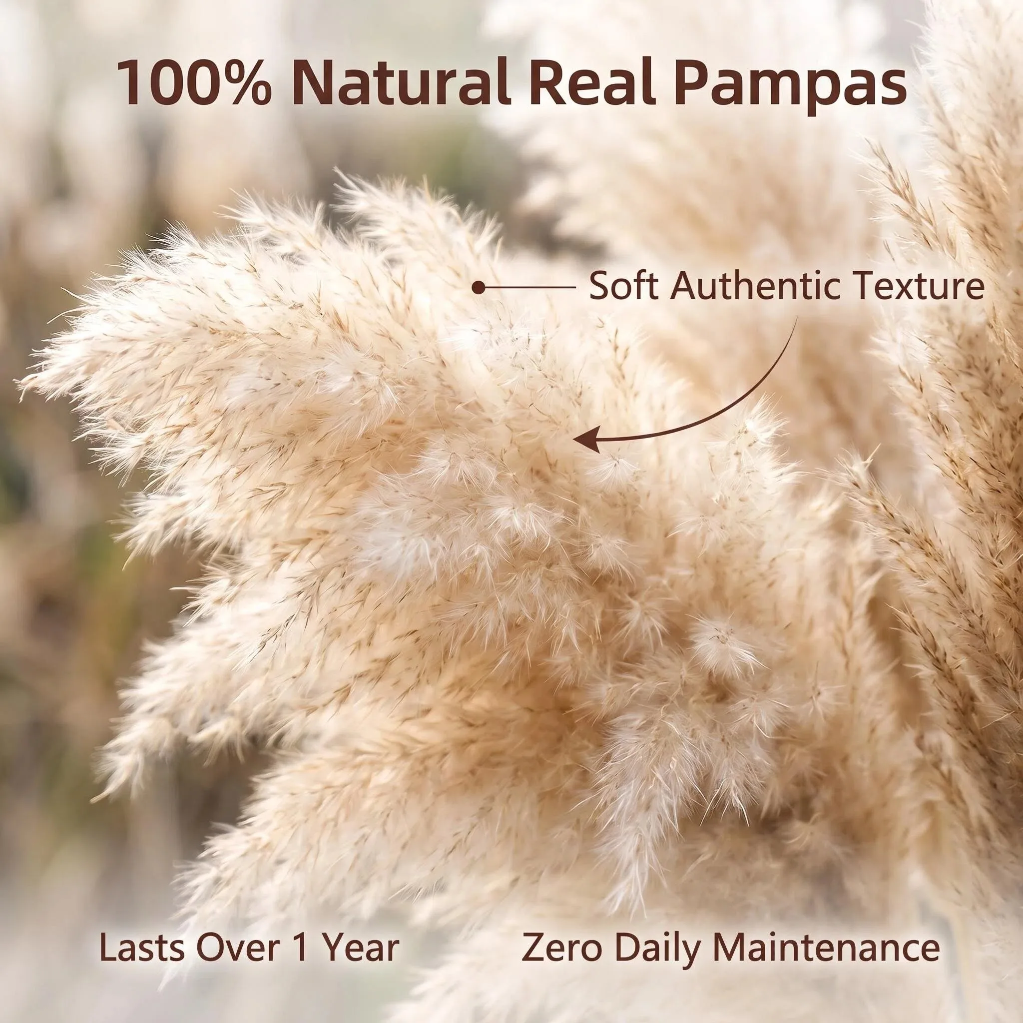 16 Stems 40in Pampas Grass Natural Dried Fluffy Plumes Decorative Stems Bouquet For Wedding Party Halloween Boho Rustic Farmhouse Home Decoration Fall Autumn Interior Decor Floor Vase Tall Large - view 5
