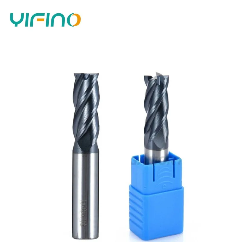 YIFINO HRC50 4-Flute Coating Flat End Mill Tungsten Steel Carbide Milling Cutter For CNC Mechanical Machining Endmills Tools