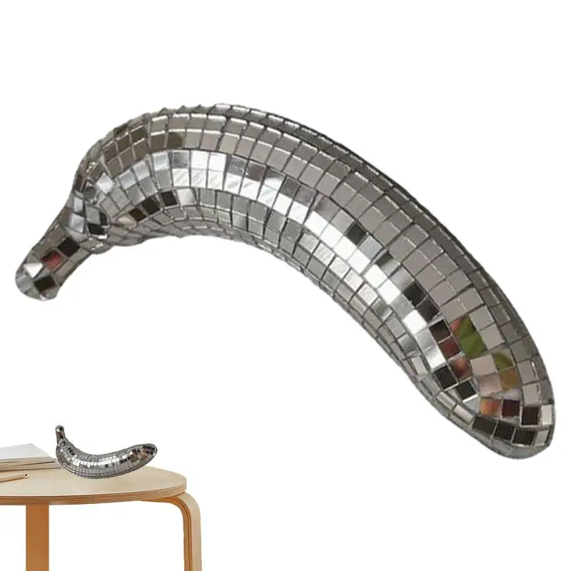 Disco Ball Banana Shape Disco Mirror Reflective Ball Modern Home Decor Maximalist Decor for Table Desk Home Party Bar