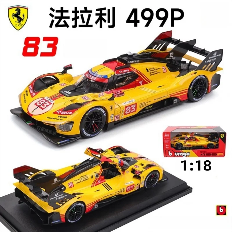 

Bburago 1:24 Scale Diecast Ferrari Collection - 2024 499P Formula Racing Car 488 250GTO FXXK 458 Alloy Luxury Vehicle Model Toy