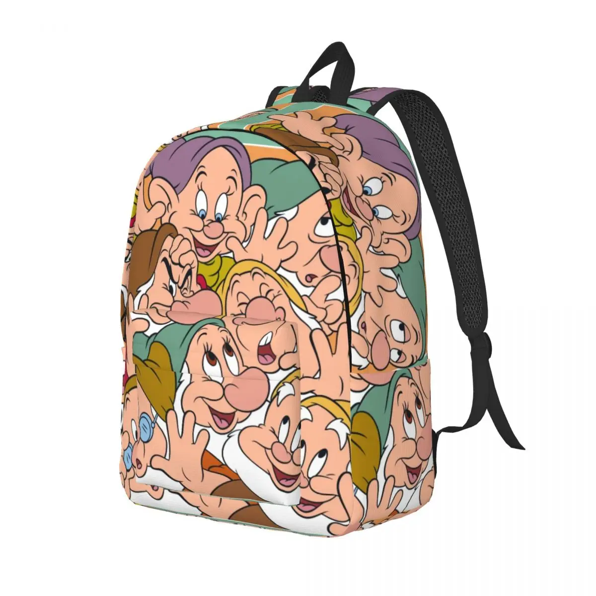 Custom Snow White And The Seven Dwarfs Canvas Backpack for  School College Students Bookbag Fits 15 Inch Laptop Cartoon Bags