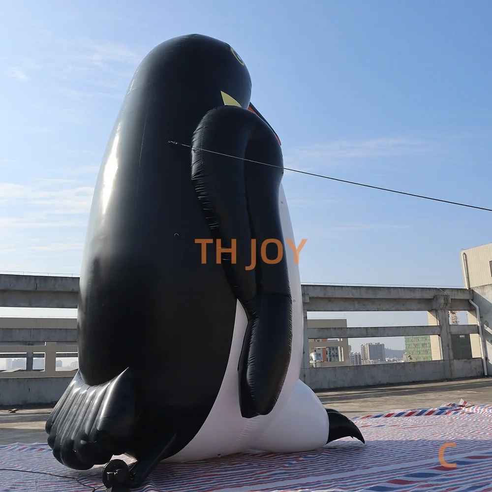 fast air ship to door, 8m high giant inflatable penguin for outdoor decoration, PVC customized penguin balloon for sale