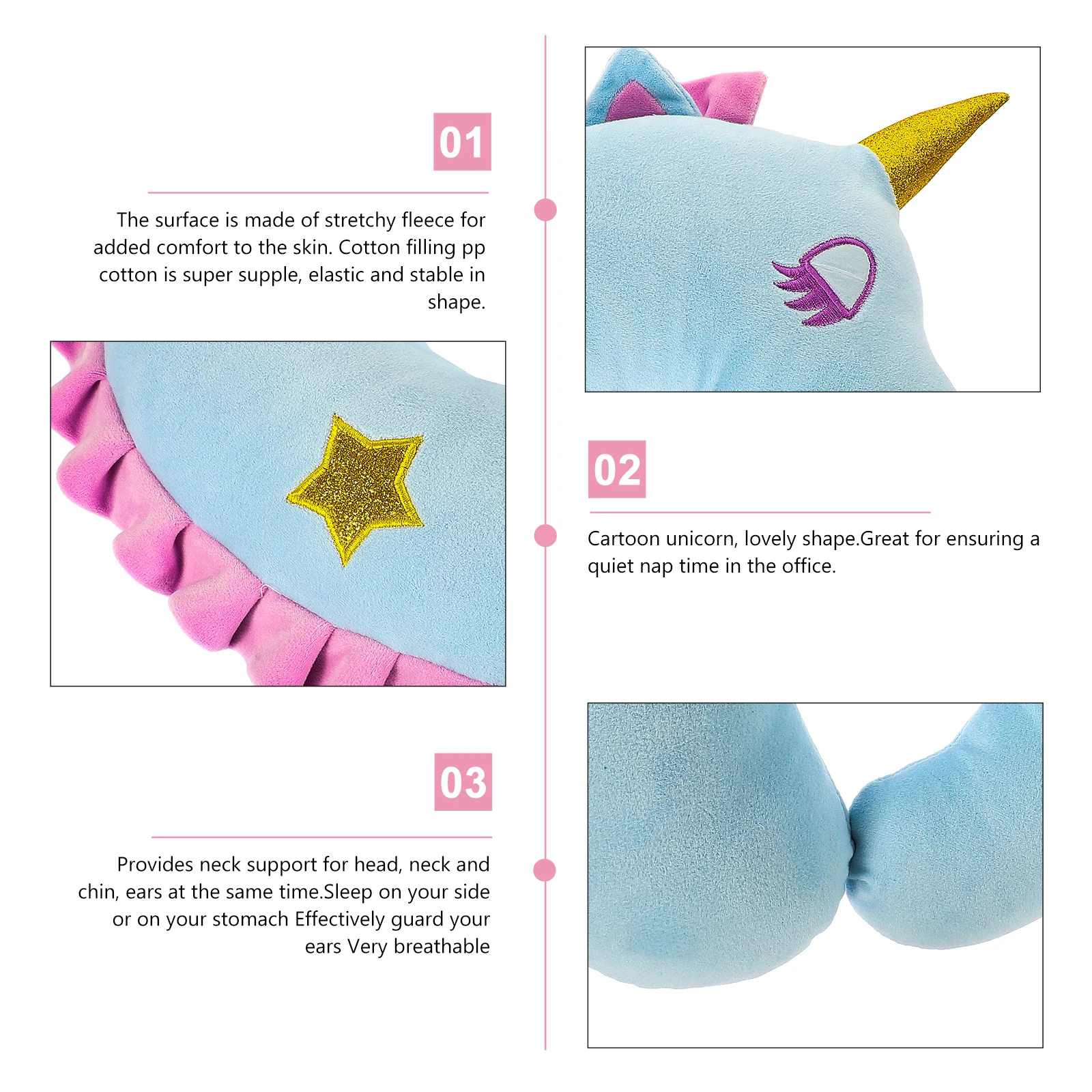 

Cartoon Unicorn U-shaped Kids Desk Breathing Comfort Cartoon U-Shaped Neck Pillow Neck Pillow Support Soft Touch