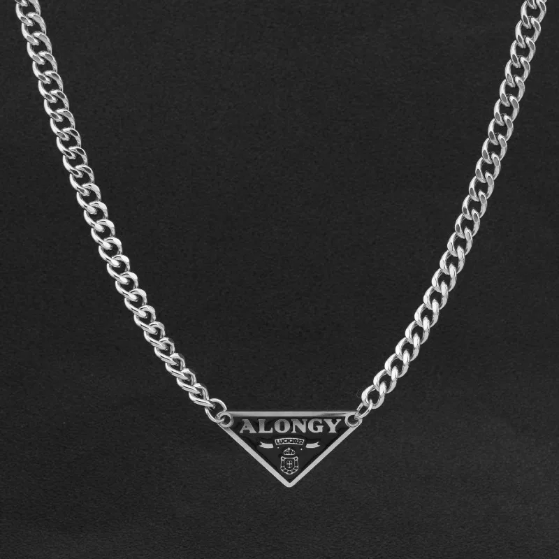 Autumn and winter classic fashion triangle collarbone chain hip-hop Cuban ins titanium steel necklace women's non fading jewelry view 3