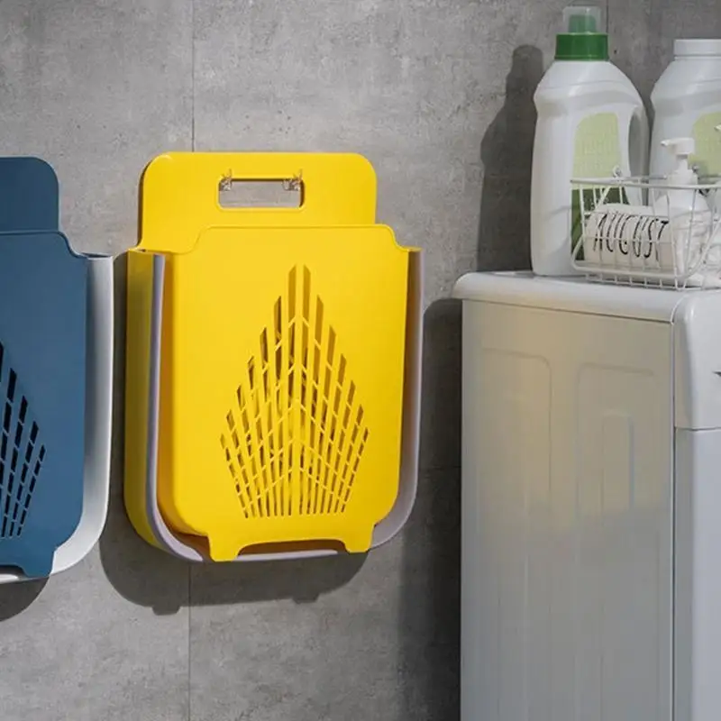 Folding Laundry Basket Wall Mounted Collapsible Hollow Organization X3UC - view 5