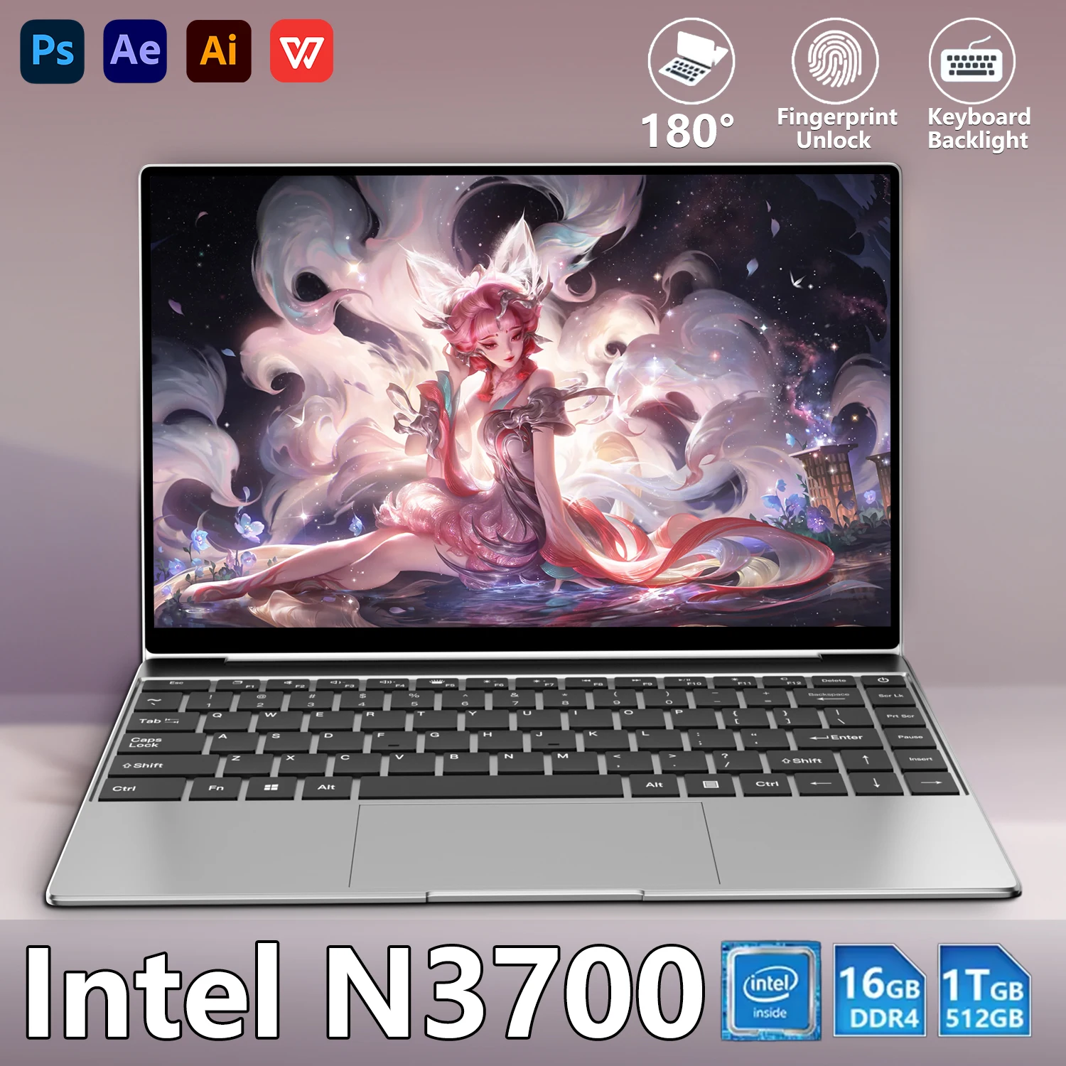 كمبيوتر محمول جديد 14.1 بوصة Intel N3700 Windows 11 Pro 16Gb Ddr4 512Gb 2Tb Ssd كمبيوتر محمول محمول مكتب دراسة الألعاب كمبيوتر محمول