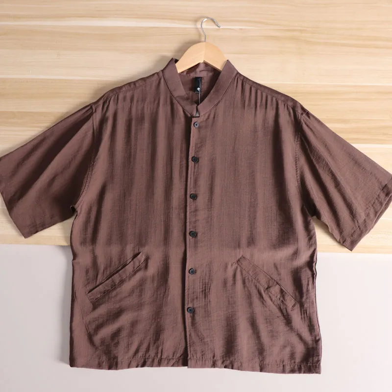 Hombre Verano Casual Loose Fit ort Sve irt Fino Transpirable Qui Seco Sensación Fresca Lino como Tela Protección Solar