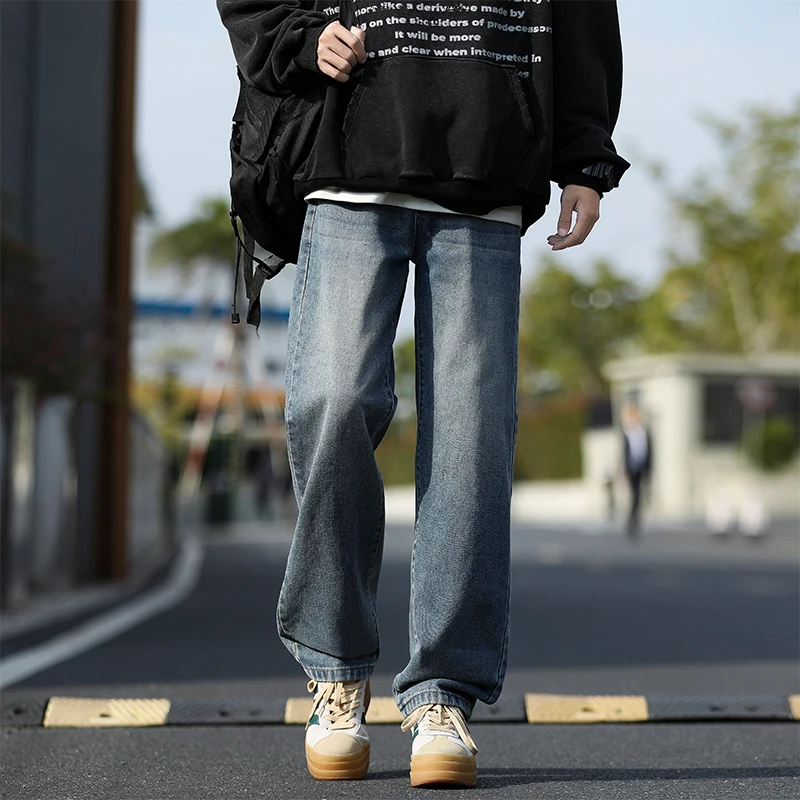 

2025 Spring New Jeans Solid Color Retro Washed Outdated Style Slimming Loose Fold Design Straight leg Jeans Casual Pants