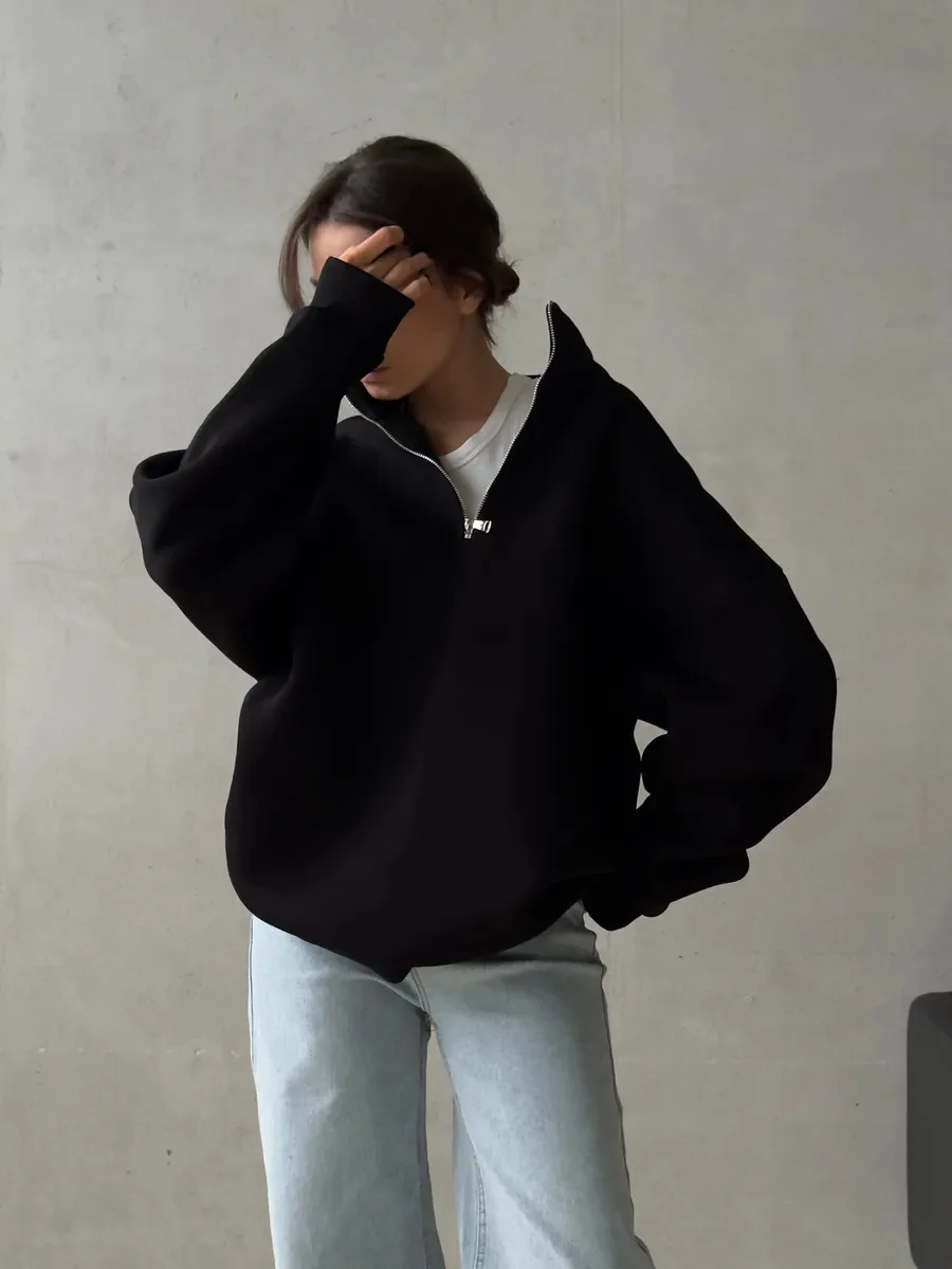 Sweat à capuche à manches longues pour femmes, rétro américain, demi-fermeture éclair, Patch Alphabet, mode de sortie, haut de marque tendance, vêtements pour femmes