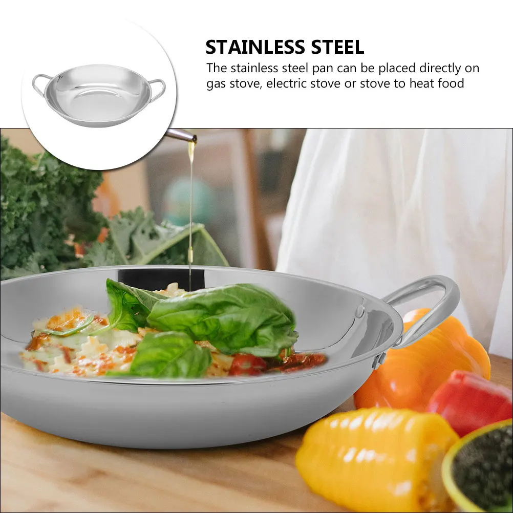 

Stainless Steel Double Handle Small Dry Pot Nonstick Frying Pan For Home Kitchen Stainless Steel Pot Restaurant Use