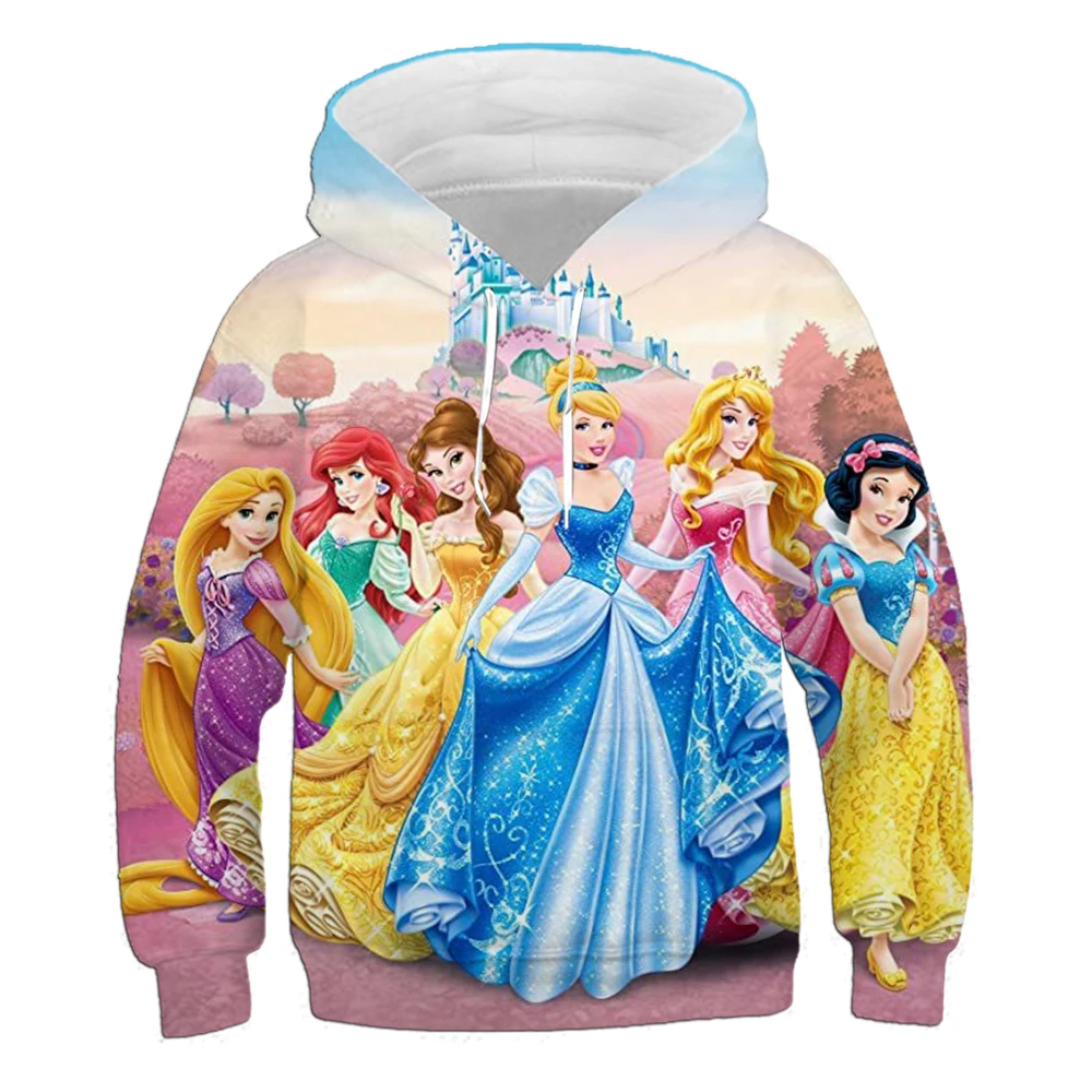 

Disney Children's Cinderella Cartoon Print Hoodie Energetic Girl Style Loose and Comfortable Pullover Children's Clothing