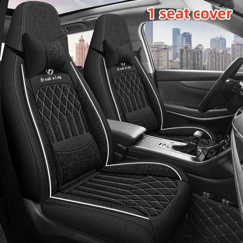 (Comfort Version) Single Front Seat, Paired with 1 Comfortable Headrest, Universal Linen Car Seat Cover, Breathable, Comfortable, and Wear-Resistant, Suitable for All Seasons, Fits the Seat Well, 3D Wing Support, Paired with Fixed Lumbar Support, Enhances Your Driving Experience, Storage Pocket Design, Convenient Storage, Available in 3 Colors, Suitable for Various Models Such as Sedans, Suvs, Trucks, Etc