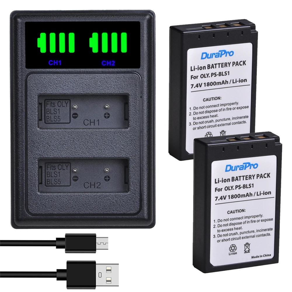 

DuraPro PS BLS1 PS-BLS1 Battery + New LED Dual Charger for Olympus Evolt E-400 E-410 E-420 E-450 E-600 E-620 PEN E-P1 E-P2 E-P3